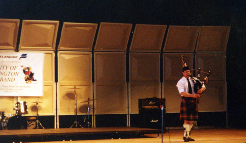Tim Carey performing his bagpipe